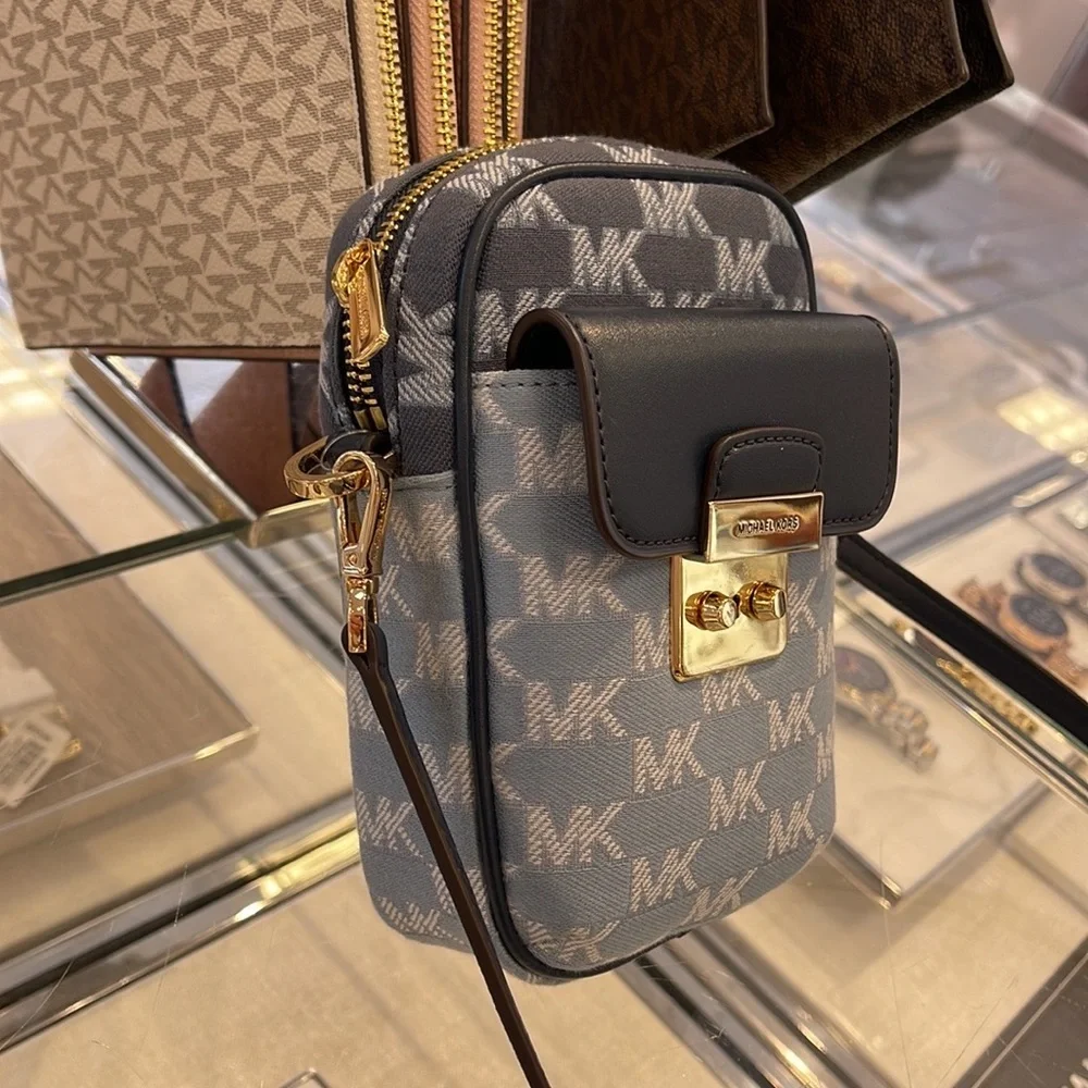 Michael Kors Sloan Editor Small Phone Logo Jacquard Crossbody Butter Multi